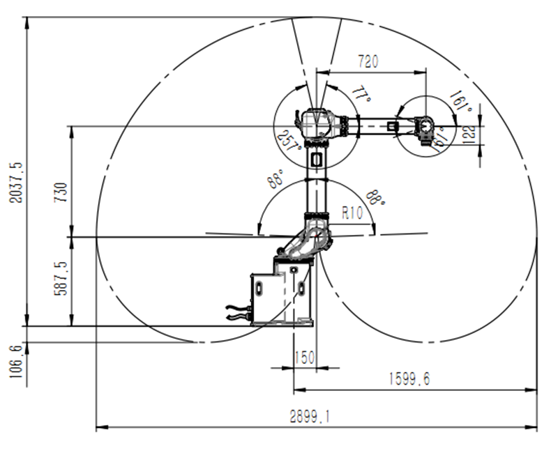 工業機器人運動范圍圖